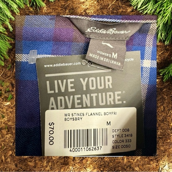 NWT Eddie Bauer Women’s Flannel Plaid Button-Down Shirt - Size Medium. New - Picture 4 of 10